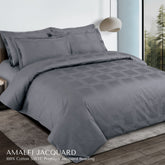 Malako Amalfi Jacquard Grey Checks 550 TC 100% Cotton Duvet Cover